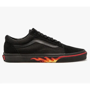 Vans Old Skool Black 'Flame Wall' Unisex Sneakers -‎ Men's 6.5 / Women's 8.0